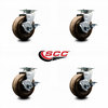 Service Caster 4 Inch High Temp Phenolic Swivel Caster Set with Roller Bearings and Brakes SCC SCC-20S420-PHRHT-TLB-4